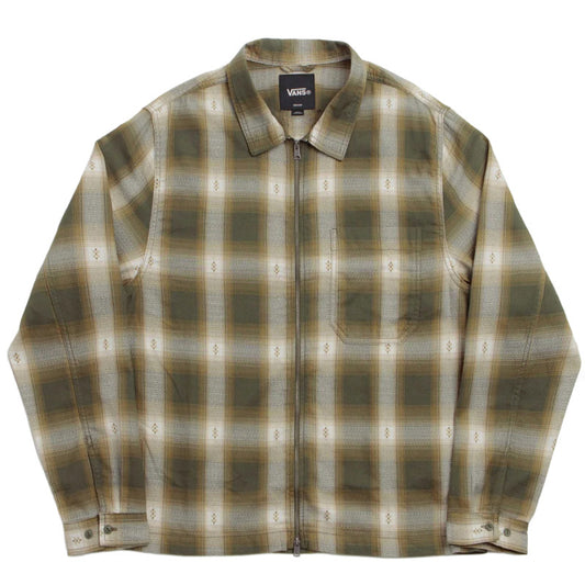 Vans Larkspur Zip Plaid Flannel Shirt Mossy Olive