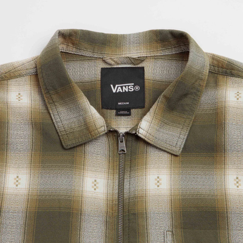 Vans Larkspur Zip Plaid Flannel Shirt Mossy Olive