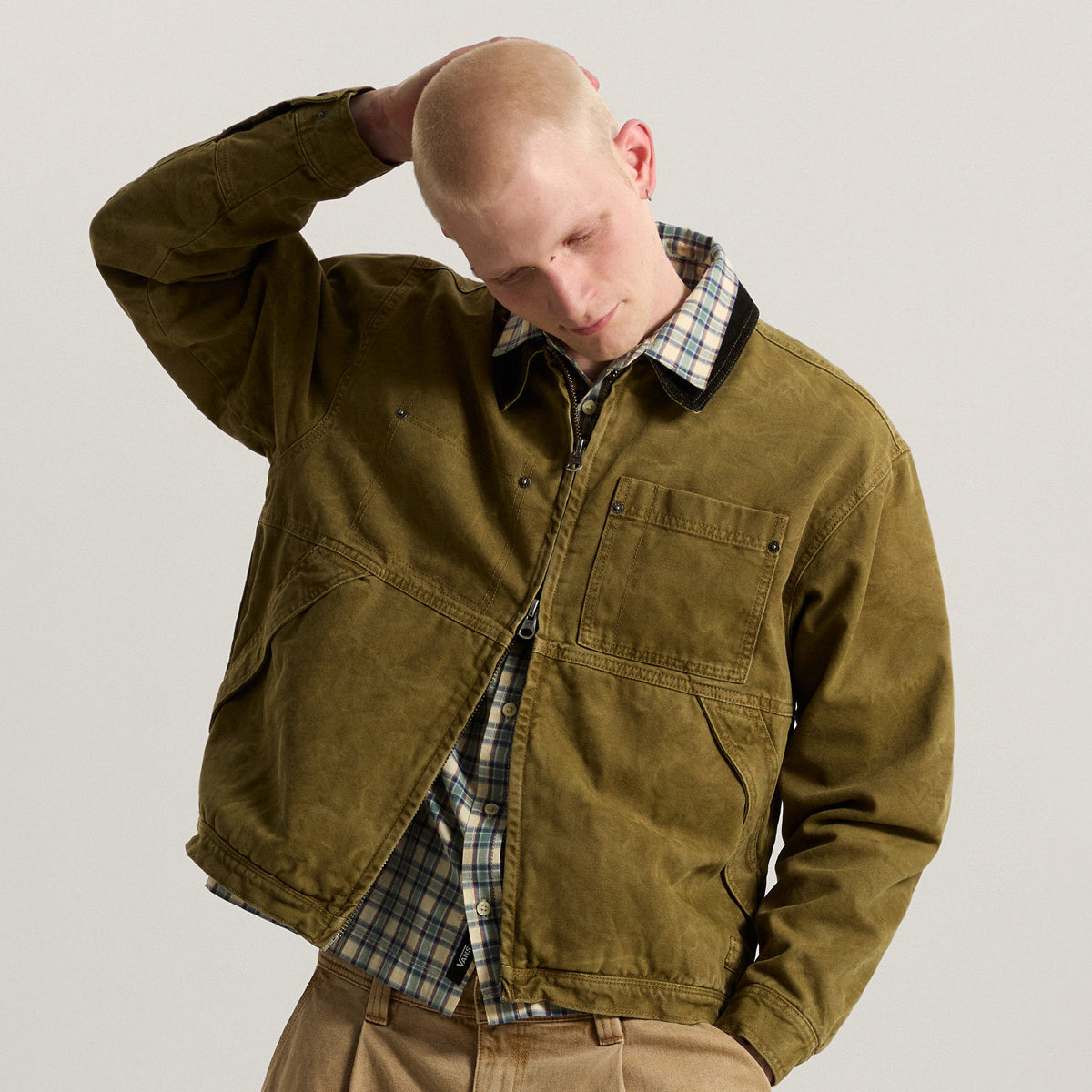 Vans Nico Chore Canvas Jacket Olive Brown