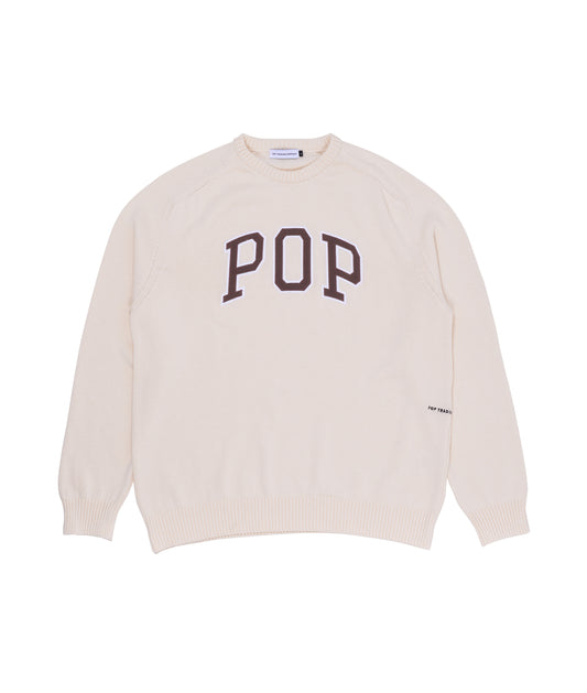 POP Arch Knitted Crewneck Sweater Offwhite
