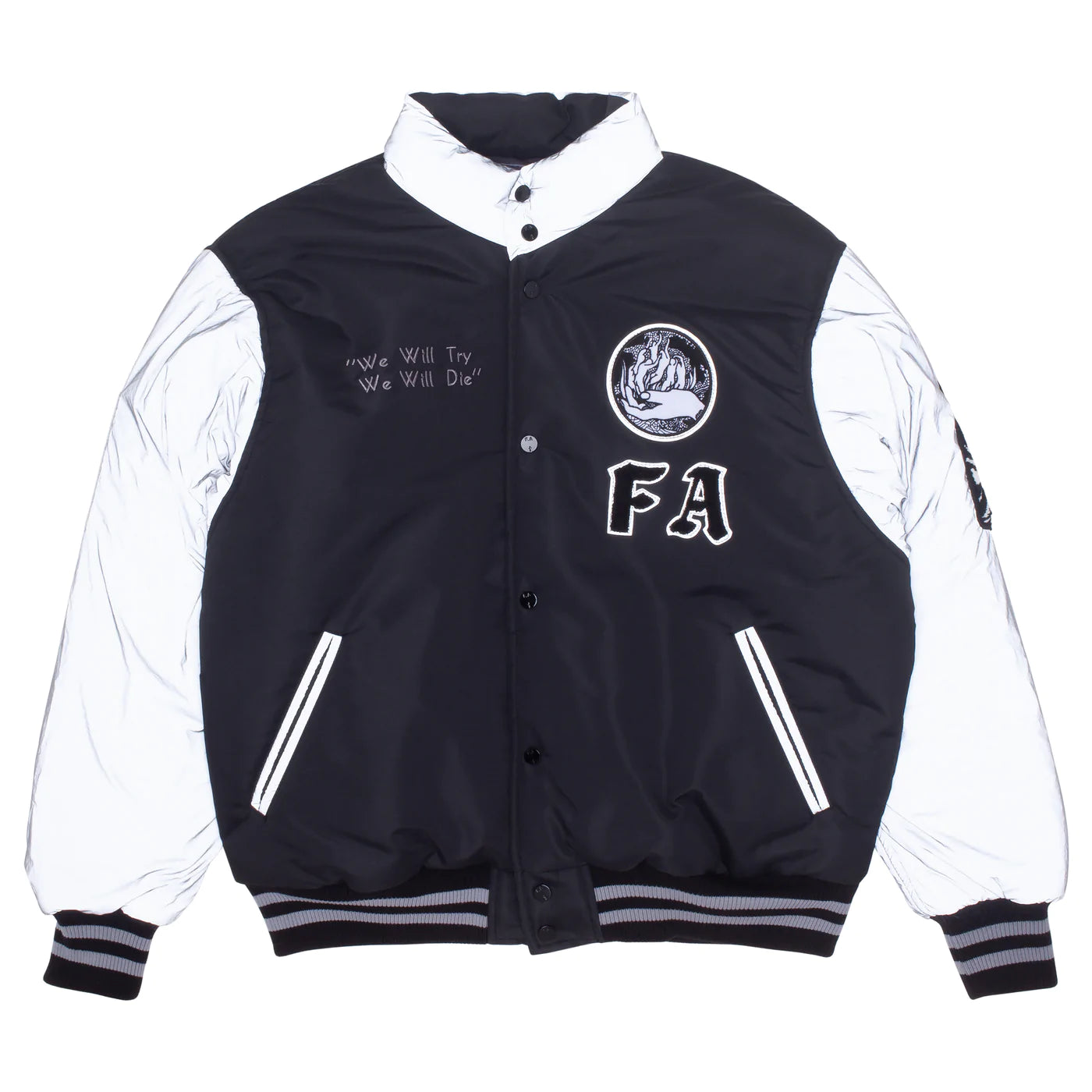 Fucking Awesome Refflective Varsity Puffer Jacket Letterman/Last Supper