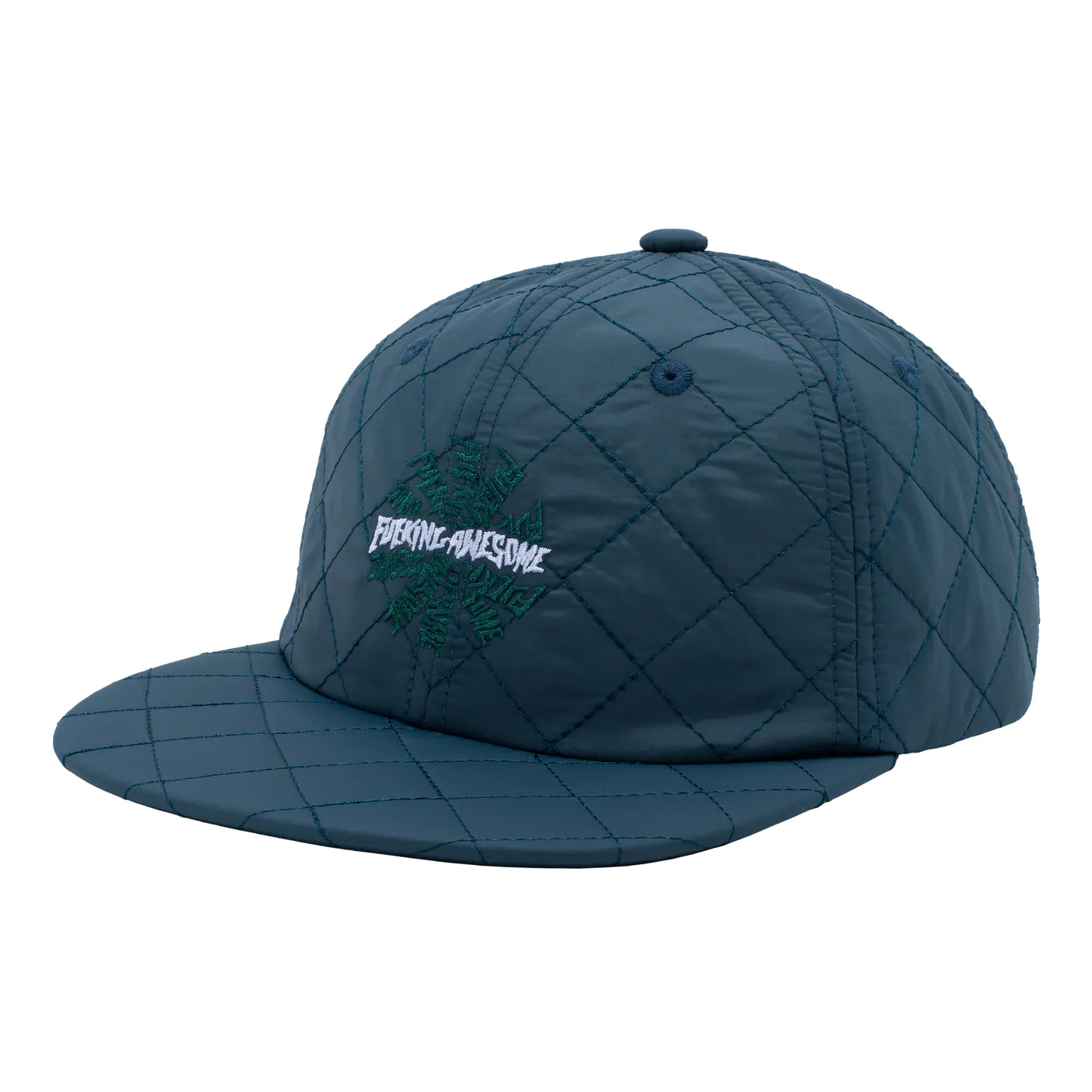 Fucking Awesome Quilted Spiral 6 Panel Strapback Cap Teal