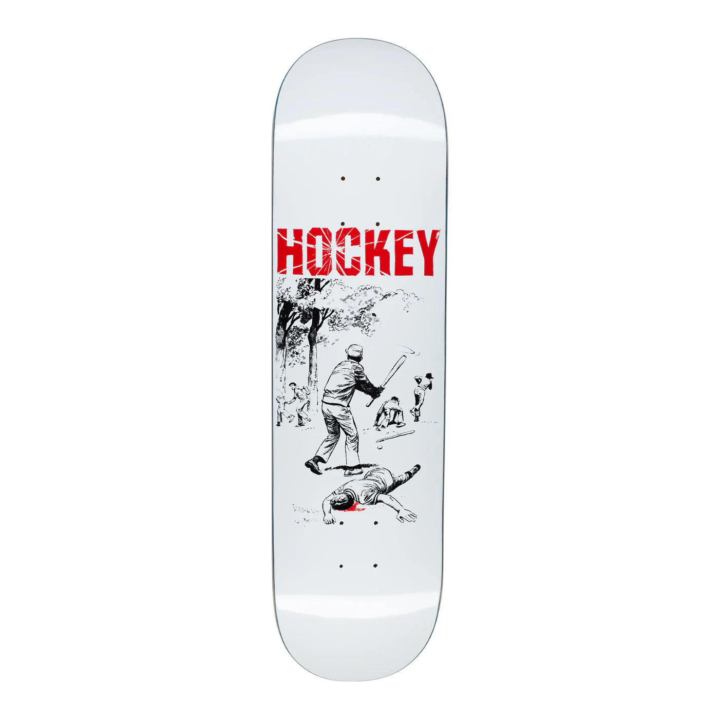 Hockey Baseball White Skateboard Deck 8.0
