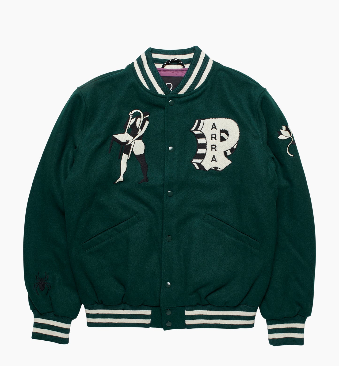 By Parra Cloudy Star Varsity Jacket Pine Green