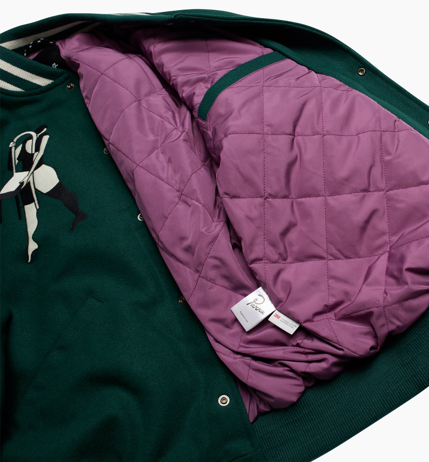 By Parra Cloudy Star Varsity Jacket Pine Green