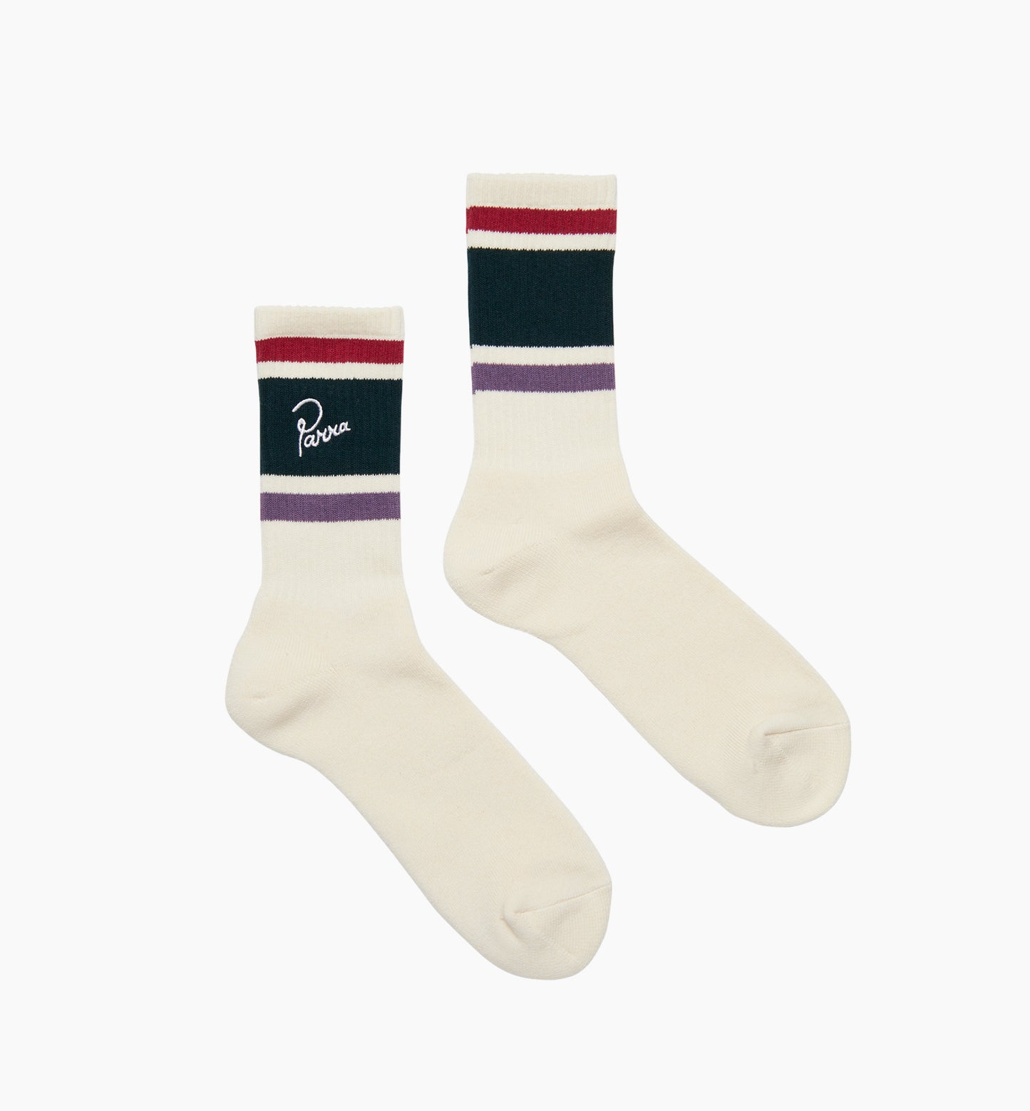 By Parra Striper Logo Crew Socks Off White