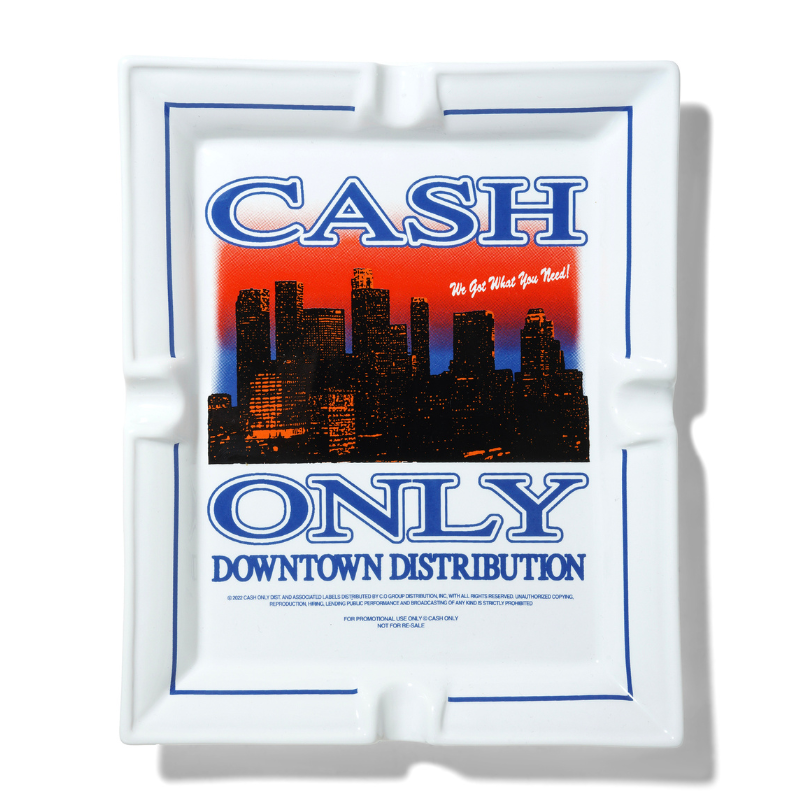 Cash Only City Ashtray White