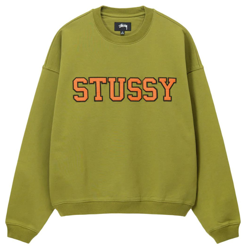 Stüssy Relaxed Oversized Crewneck Sweater Green
