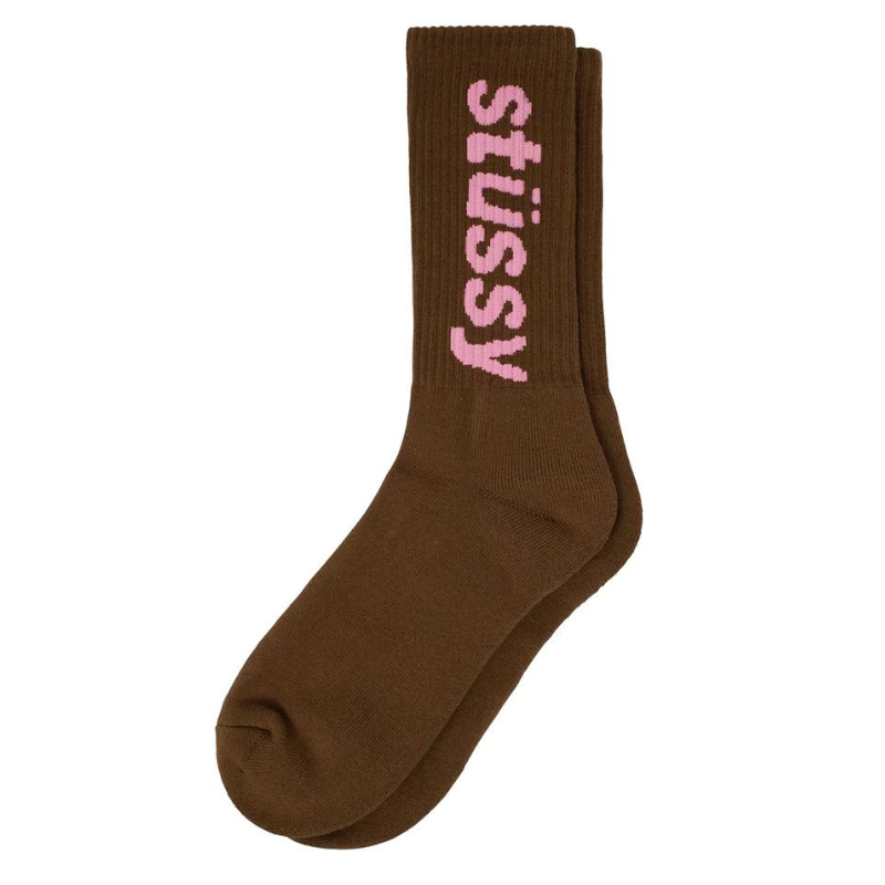 Stüssy Helvetica Crewneck Sweater Socks Cumin/Lilac
