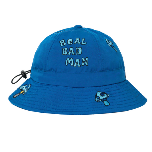 Real Bad Man Delic Embroidered Bel BucketHat Blue