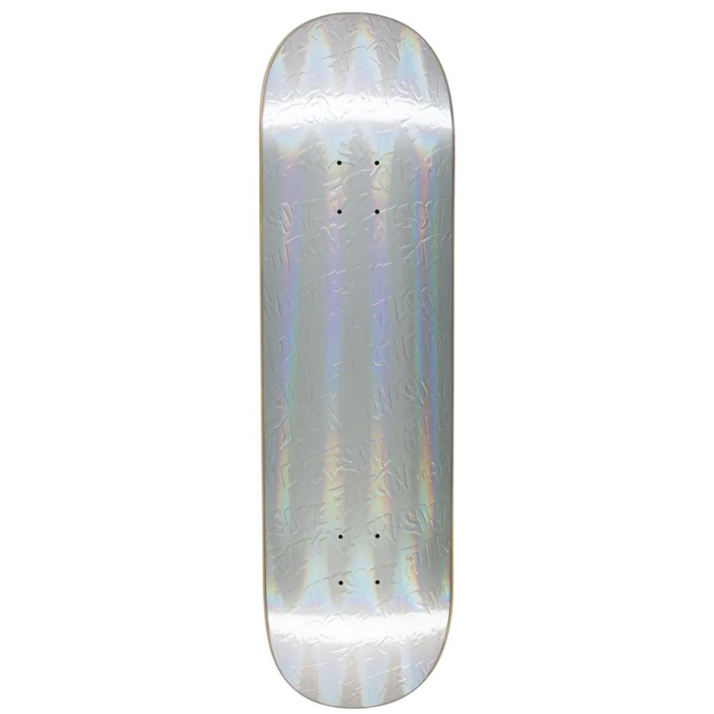 Fucking Awesome Stamp Emboss Silver Rainbow Skateboard Deck 8.5