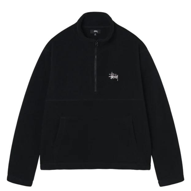 Stüssy Half Zip Mock Neck Sweater Black