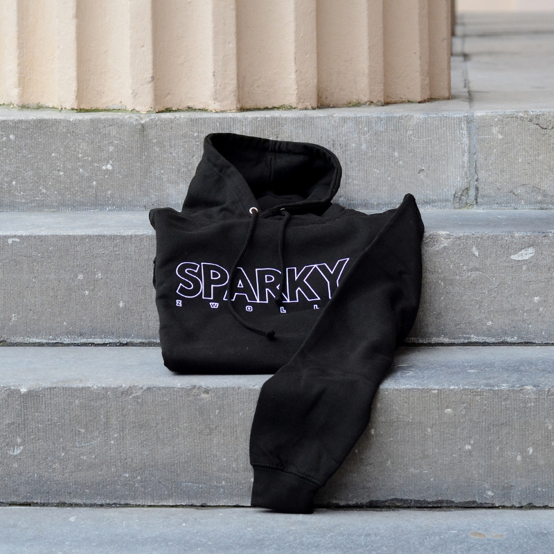 Sparky EMB Logo Outline Logo Hoodie Black/White