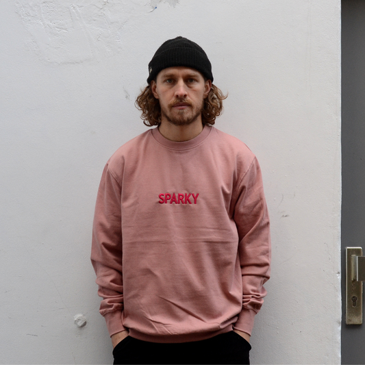 Sparky EMB Logo Crewneck Sweater Dusty Pink/Dark Red