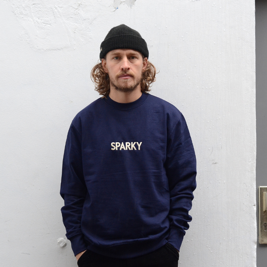 Sparky EMB Logo Crewneck Sweater Navy/Beige