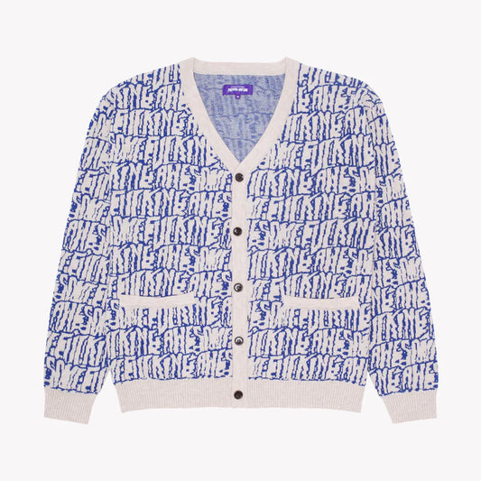 Fucking Awesome Stretched Stamp Cardigan Ivory/Blue