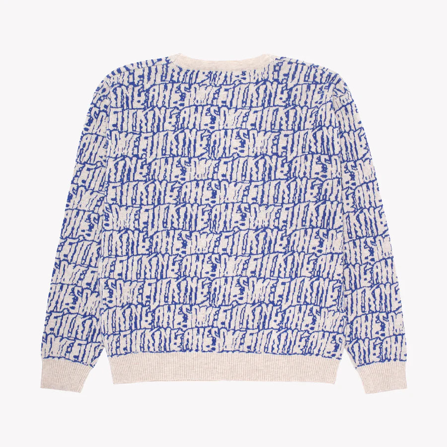 Fucking Awesome Stretched Stamp Cardigan Ivory/Blue