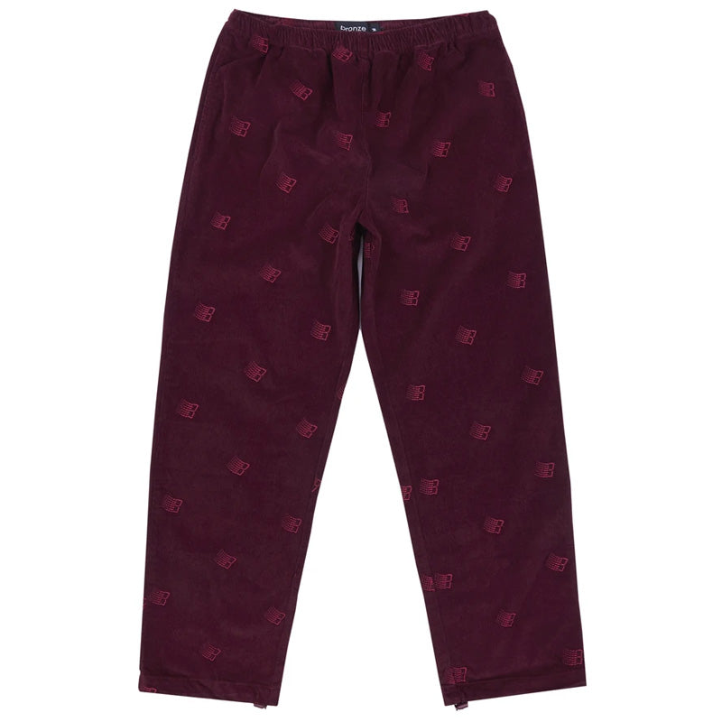 BRONZE 56K Allover Embroidered Pants Maroon