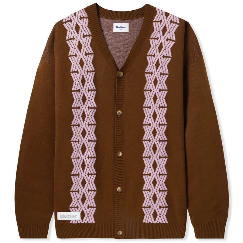 Butter Goods Club Knit Sweater Cardigan Chocolate