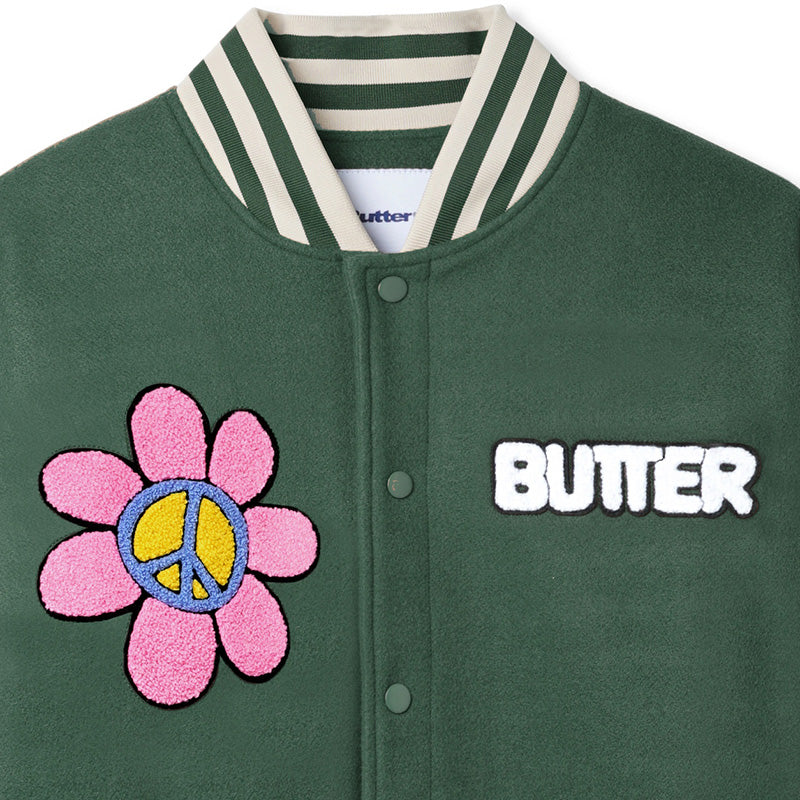 Butter Goods World Peace Varsity Jacket Forest Green