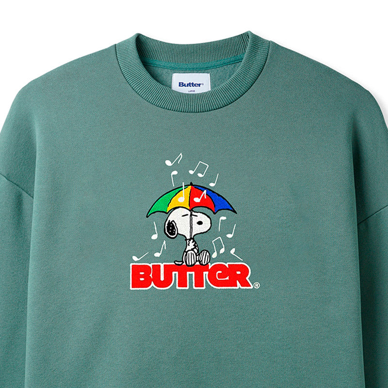 Butter Goods X Peanuts Umbrella Embroidered Crewneck Sweater Sage