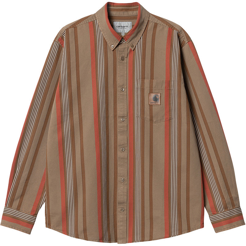 Carhartt WIP Dorado Shirt Dorado Stripe, Leather Moon Wash