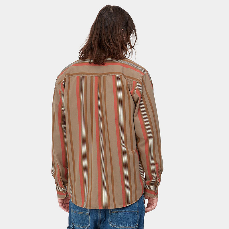 Carhartt WIP Dorado Shirt Dorado Stripe, Leather Moon Wash