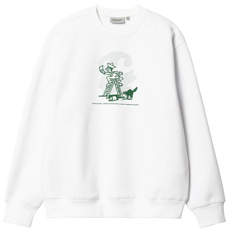 Carhartt WIP Lucky Painter Crewneck Sweater White/Bonsaï