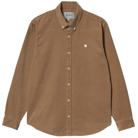 Carhartt WIP Madison Fine Cord Longsleeve Shirt Nomad/White