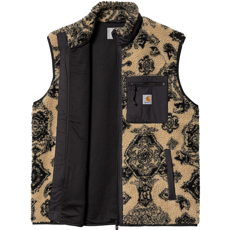 Carhartt WIP Prentis Vest Liner Jacket Verse Jacquard, Dusty H Brown, Soot/Black