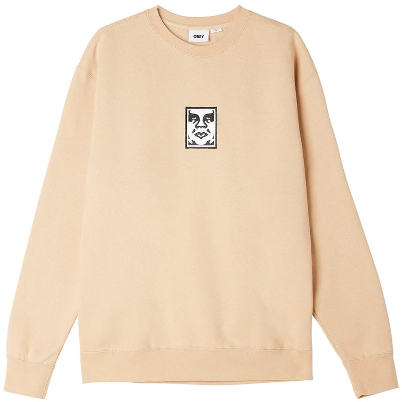 Obey Icon Extra Heavy Crewneck Sweater Oat Milk