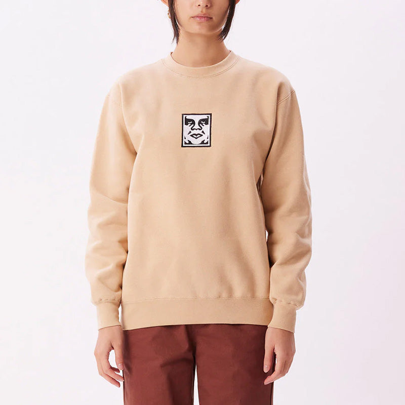 Obey Icon Extra Heavy Crewneck Sweater Oat Milk