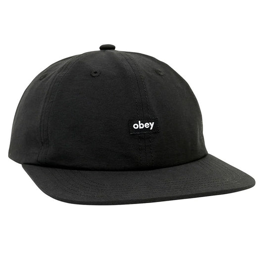 Obey Lower Case Tech 6 Panel Cap Black