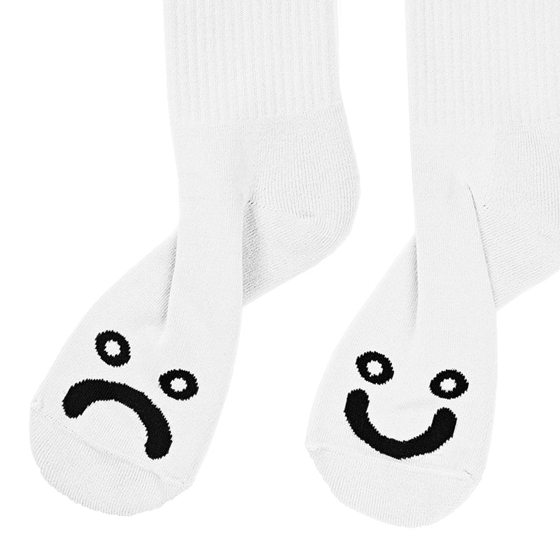 Polar Happy Sad Rib Socks White
