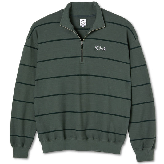 Polar Stripe Zip Neck Sweatshirt Blueish Grey