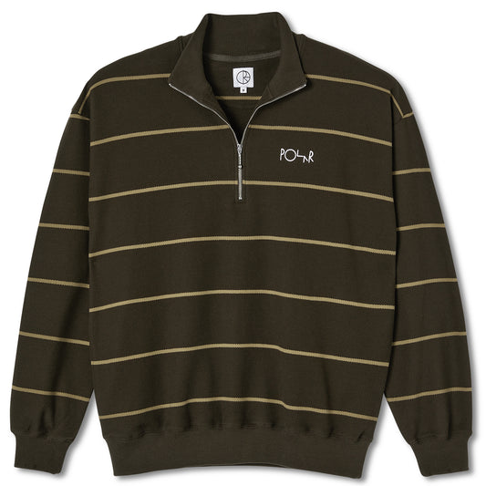 Polar Stripe Zip Neck Sweatshirt Brown