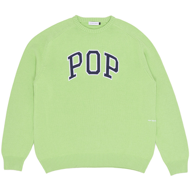 POP Arch Knitted Crewneck Sweater Jade Lime