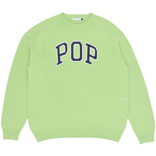 POP Arch Knitted Crewneck Sweater Jade Lime