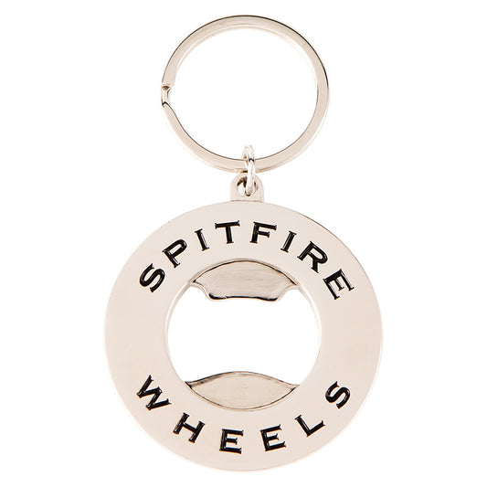 Spitfire Classic Swirl Bottle Opener Keychain Polished Nickel/Black