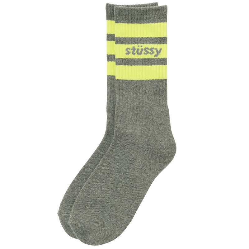Stüssy Sport Crew Socks Grey Heather/Lime
