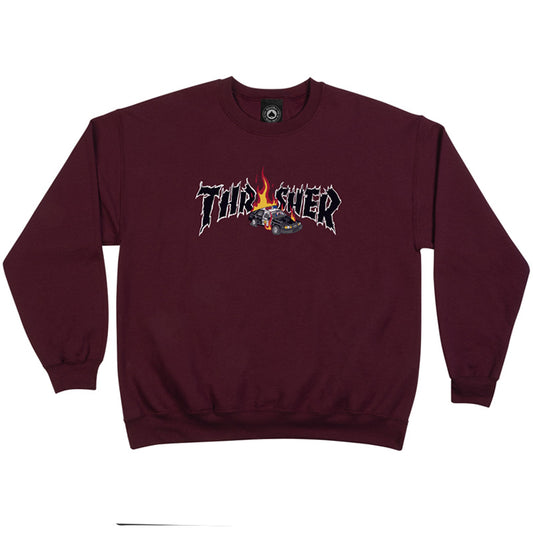 Thrasher Cop Car Crewneck Sweater Maroon