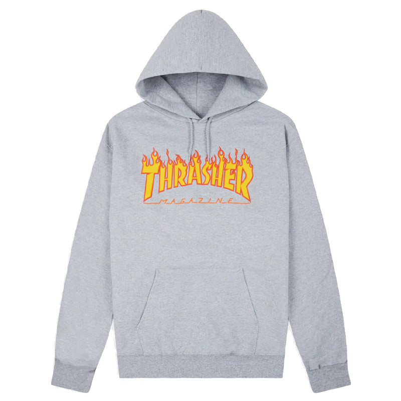 Thrasher Flame Logo Hoodie Grey